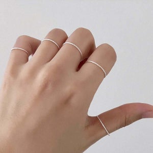 실버925 컷팅 어라운드 슬림 은반지 열손가락 레이어드 실반지 3color 실버 골드 로즈골드