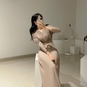 베이글 울 드레이프 볼륨 롱 맥시 원피스