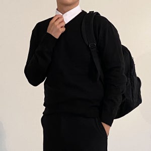남자브이넥니트 워셔블 정장 니트