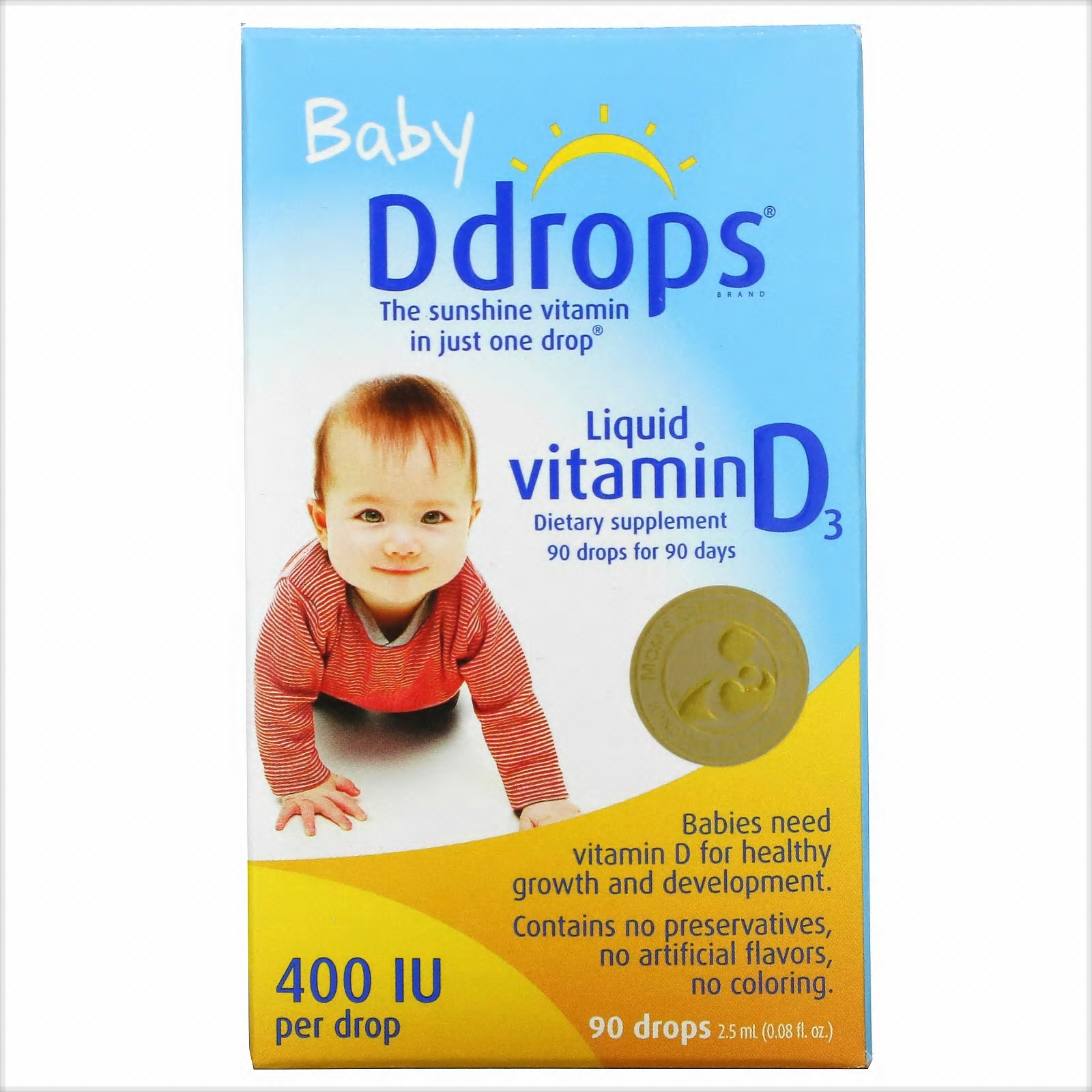 비타민D Baby Liquid Vitamin D3 <b>400IU</b> 90 Drops 2.5ml