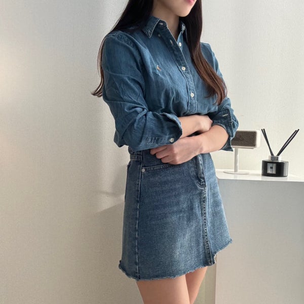 [미국백화점] 폴로 랄프로렌 보이즈 샴브레이셔츠 여성 데님 셔츠 L XL