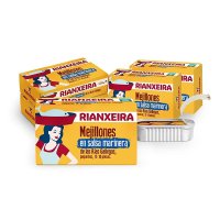 Rianxeira RIANXEIRA Mejillones Pequeos en Salsa Marinera Packs 리앙세이라 마린 소스 절임 작은 홍합 통조림 12/18피스 8개