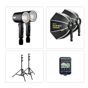 SMDV B120 HSS 조명 더블 세트 소프트박스 동조기 포함