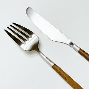 골든벨 메이플우드 사각 디너 포크 나이프 커트러리 세트 스텐 우드 양식기