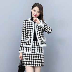 여성투피스 원피스 모직 엘리스 체크무늬원피스 344