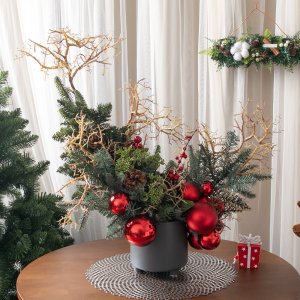 크리스마스 장식 화분 바오밥 레드볼 set 70cm 소품 테이블 탁상용 행사 촬영 데코 꾸미기 겨울 인테리어