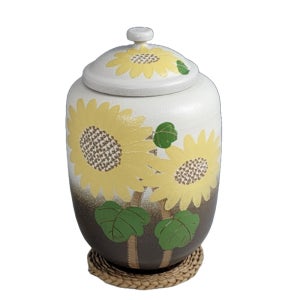 윌비굿 분청 해바라기 쌀독 쌀항아리 투톤해바라기 쌀통 10kg 여주도자기 비채