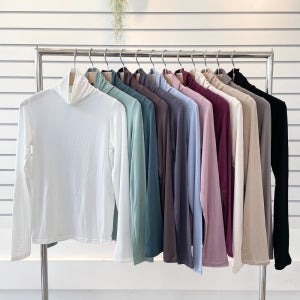 1+1 여성 목티 얇은 이너 레이어드 텐셀 목폴라 반폴라티 반목 폴라티