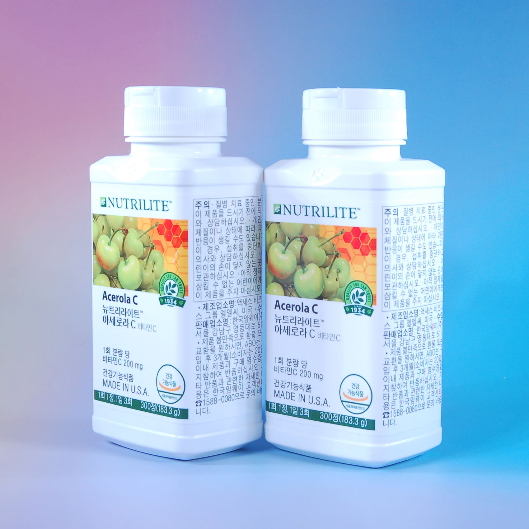 1+1 암웨이 아세로라 C 비타민C 2개(300정+300정, 200일분)