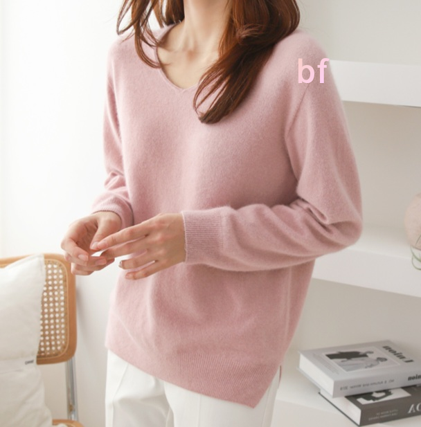 hm 홀가먼트 베이직 라쿤 폭스 메리노울 브이 니트