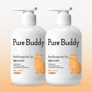 [고양이의 날] 퓨어버디 고양이 부스트 샴푸 캣 저자극 애플블라썸향 300ml, 2개