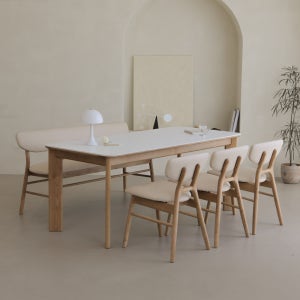 라미에스 오스비 애쉬 포세린 세라믹 식탁세트 6인용 1600 의자3 벤치