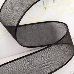 펄샤인 오간디 리본 (블랙 25mm) 1yd