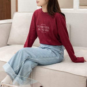 루즈핏 라운드 롱티 빅사이즈 여자 긴팔 티셔츠