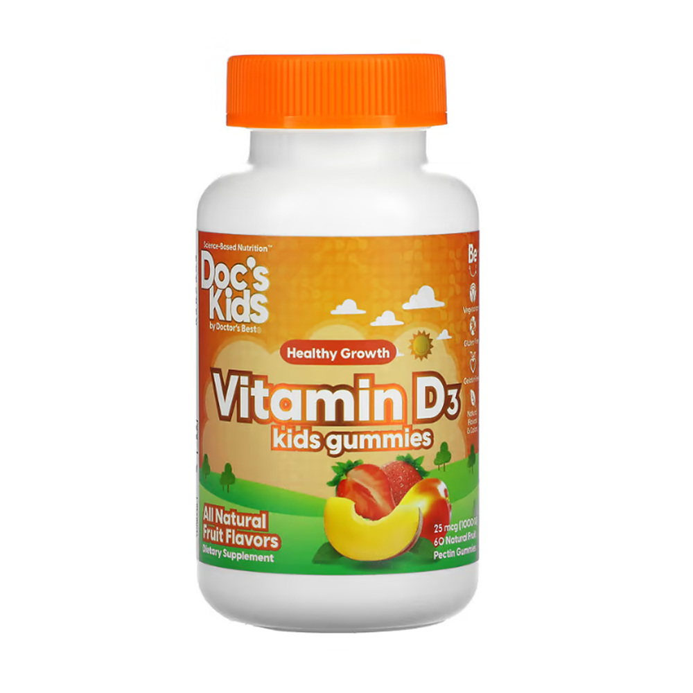 닥터스베스트 <b>키즈 비타민D3</b> <b>25mcg</b>(1000IU) 과일맛 <b>구미</b>젤리 60정