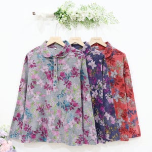 할머니겨울옷 기모싸리꽃카라티70대80대90대