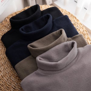 XL-6XL (1+1) 바이모노 포근한 미드넥 폴라티 남자 빅사이즈 목폴라 티셔츠
