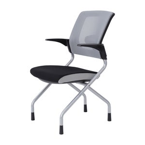 VFC-알파고 회의용 회의실 메쉬 의자 블랙사출+실버프레임 C형 팔무-이동식다리