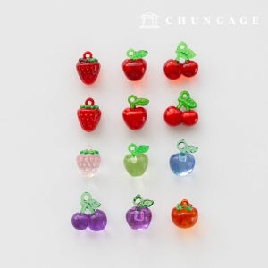 아크릴 참장식 귀여운과일 지퍼머리장식 12종