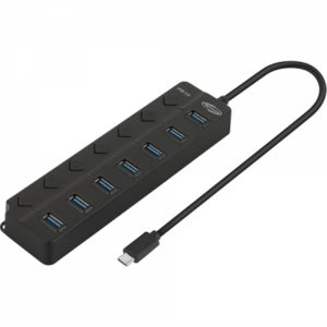 NETmate USB3.0 C타입 7포트 노트북 USB허브 블랙 NM-UBC305