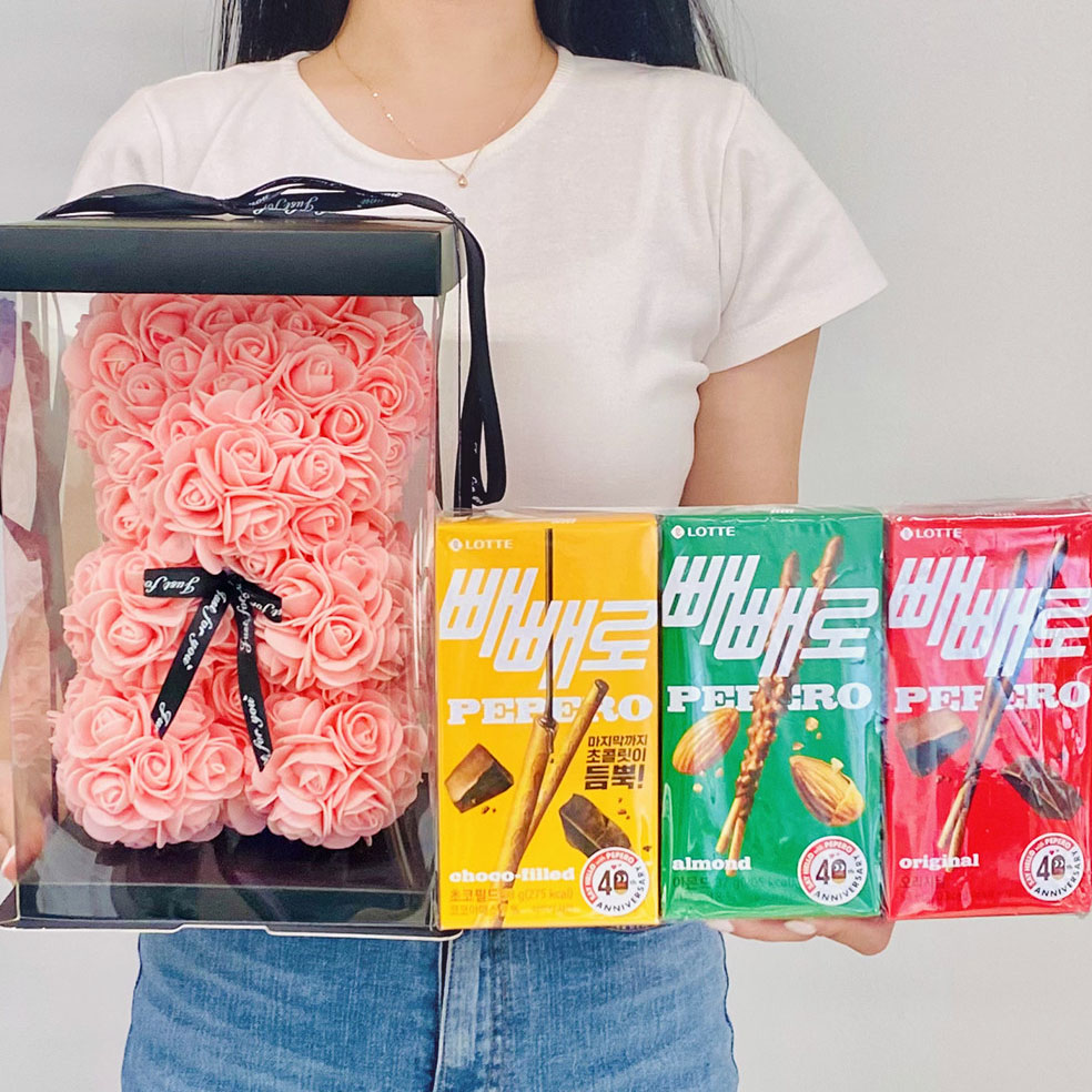 빼빼로데이 선물 이벤트 빼빼로 초코아몬드누드 3종 25cm 핑크