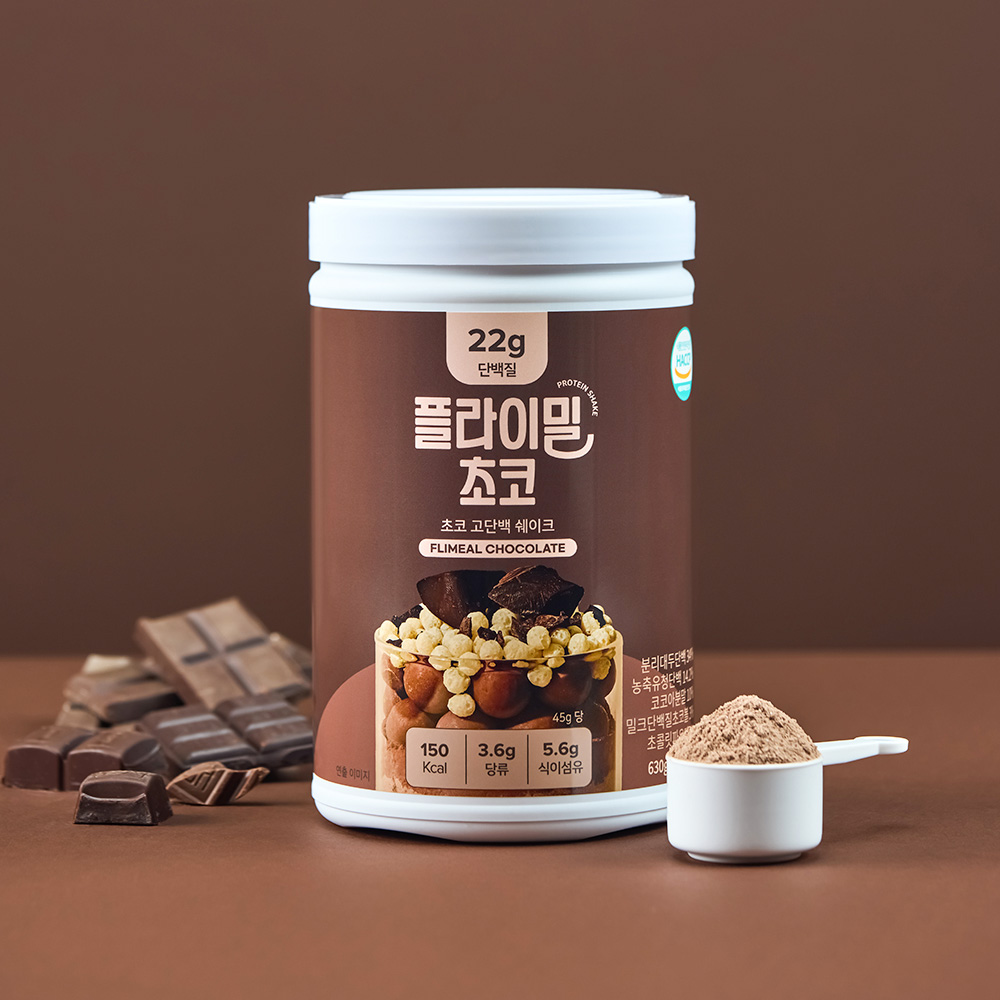 플라이밀 <b>단백질</b> 쉐이크 대용량 초코, 630g, 1개