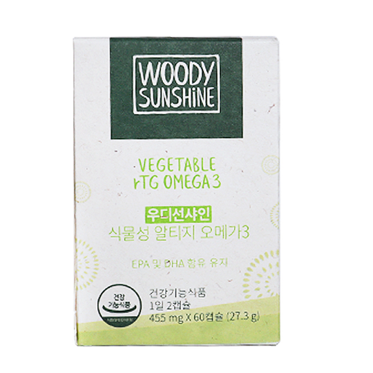 <b>우디선샤인</b> 식물성 알티지 오메가3 455mg x 60캡슐