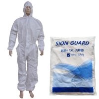 시온가드 SF 코팅방수 ON-101(XXL 흰색) 원피스작업복 보호복 방역복