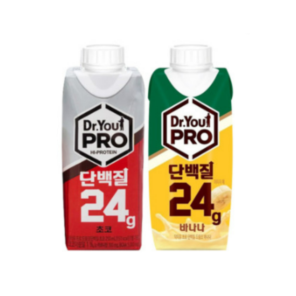 닥터유 드링크 단백질 초코맛 6개 바나나맛 6개 250ml 세트