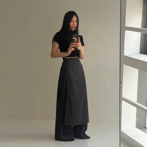 랩 치마바지 레이어드 와이드슬랙스 뉴진스 랩팬츠 66사이즈