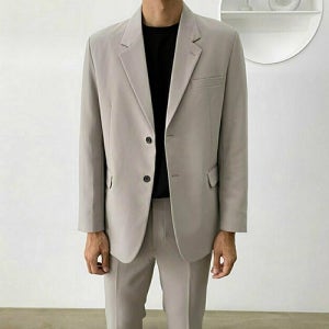 남자 무지 쿠버튼 블레이져 싱글 정장 마이 자켓