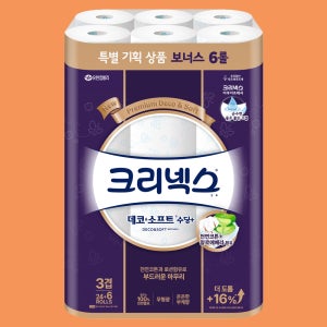 크리넥스 데코앤소프트 수딩플러스 3겹 화장지 25m, 30롤, 1팩