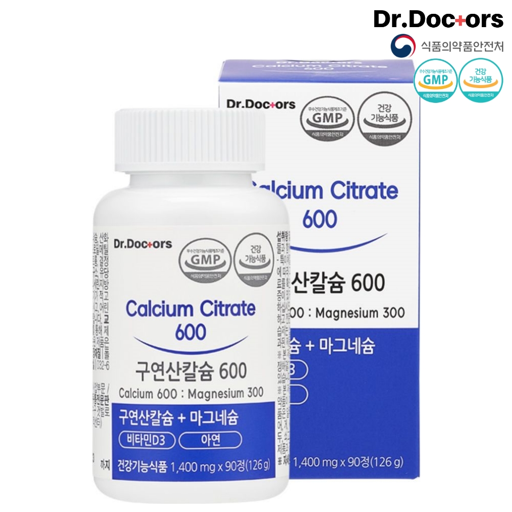 [<b>닥터닥터스</b>] 구연산 칼슘600 1400mg x 90정 1개월분 (복수할인)