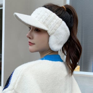[랄라닷] 여성 니트 귀달이모자 겨울 털 토끼 모자 군밤 골프 귀도리 방한모 트루퍼햇