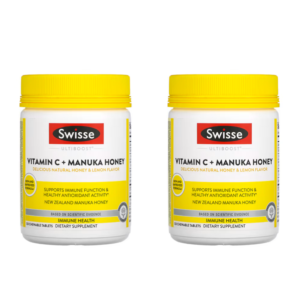 <b>스위스 비타민 C</b> 마누카 꿀 레몬향 120츄어블정 2통