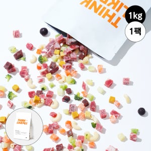 씽크라이크펫 큐브생식 노견 노령견 생식 사료 토핑 소목심+소간+당근+브로콜리+주키니, 1kg, 1개