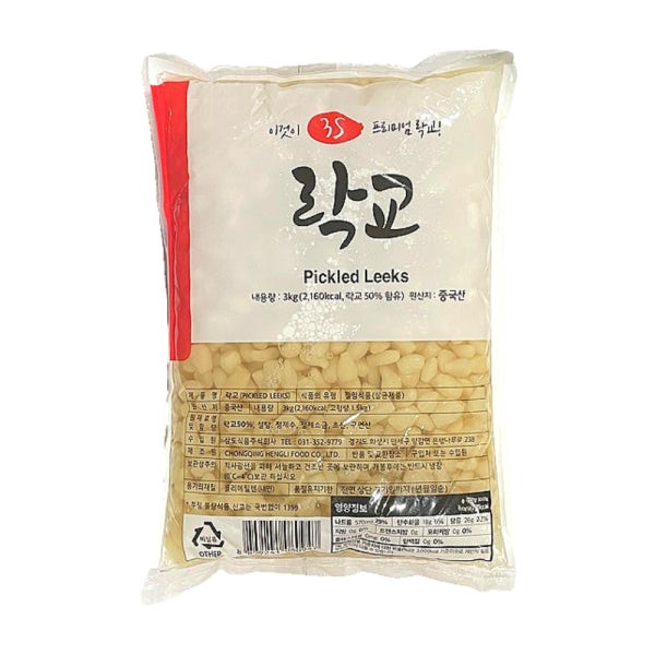 삼도 해울찬 락교 파우치 3S 3kg 해울 일식 봉지 락교 SSS 오싱고 반찬 업소용