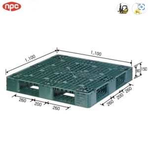 플라스틱 수출용파렛트 1100x1100x150 11kg 1회용, 핸드카 겸용, 지게차용
