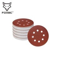 FOXBC-100mm 5 인치 8 홀 후크 및 루프 샌딩 디스크 샌드 페이퍼 그릿, 60 ~ 125 광택 도구 액세서리, 1500 개