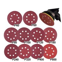 10PC 5 인치 125MM 라운드 샌드페이퍼 디스크 샌더 40/60/80/100/240/320/800 그릿 후크 및 루프 샌딩 그라인딩 폴란드어