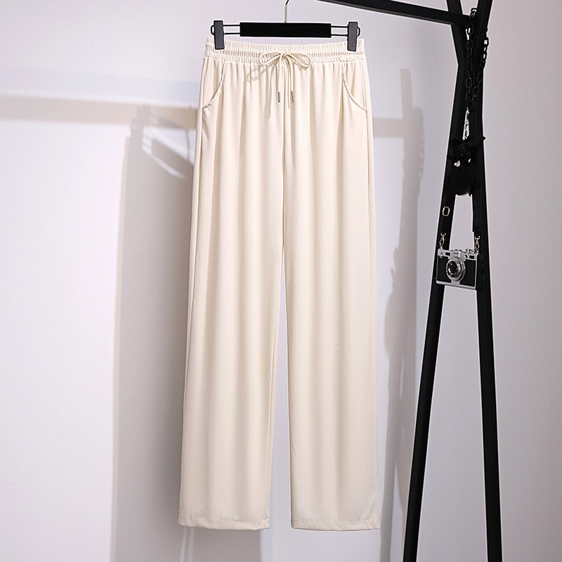 150Kg Plus Size Women s Thin Summer Loose High Waist Sraight Nine Points IIce Silk Pa[A00080045]