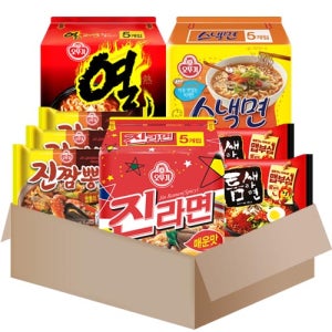 메리박스 봉지라면세트 5종 20개(진라면매운맛5+열5+스낵5+진짬뽕3+틈새2)