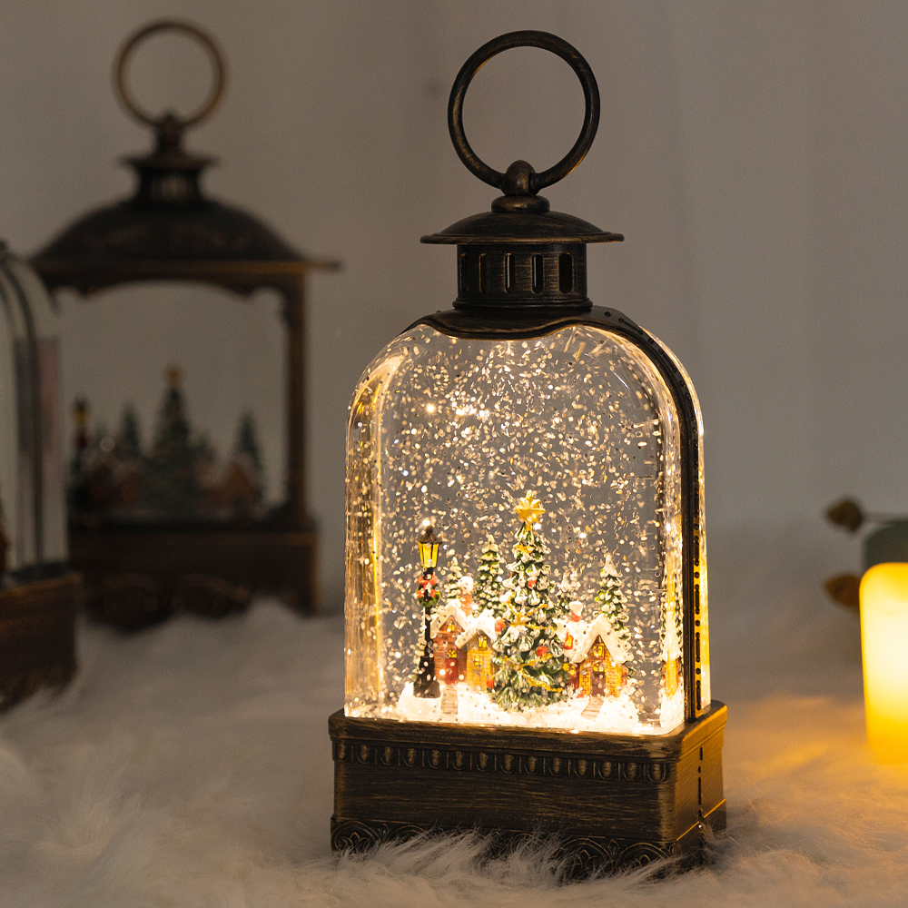 2025 크리스마스 오르골 스노우볼 무드등 소품 <b>선물</b> 눈내리는 마을 랜턴