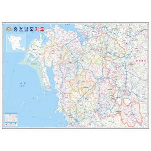 충청남도 지도 코팅 - 충남 도로 여행 충청도 전도