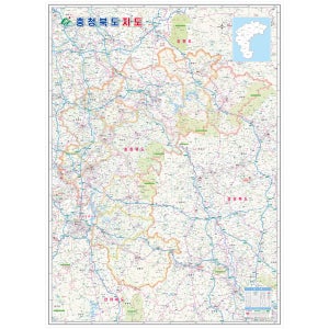 충청북도 지도 코팅 - 충북 도로 여행 충청도 전도
