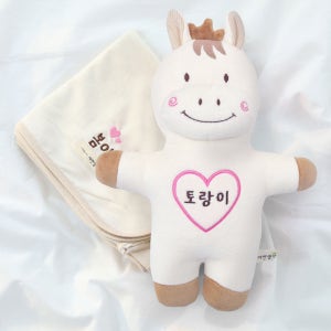 [자연생각] 오가닉 태명 자수 애착인형 속싸개 2종세트 임신선물