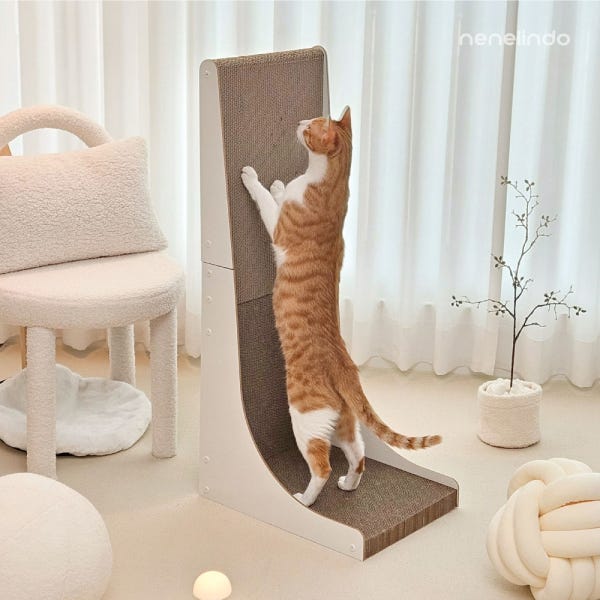 네네린도 수직 월 고양이 스크래쳐 대형 웜 화이트