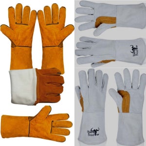 캠핑 야외 바베큐 화로 장작 숯불 작업 장갑 내열 방열 소가죽 가시나무 안전 용접장갑