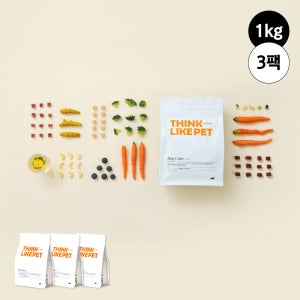 씽크라이크펫 큐브생식 노견 노령견 생식 사료 토핑 소목심+소간+당근+브로콜리+주키니, 1kg, 3개