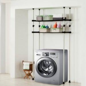 업그레이드 국산 폭조절 2단 수납식 선반 702 김치냉장고 세탁기 고정식 복식행거